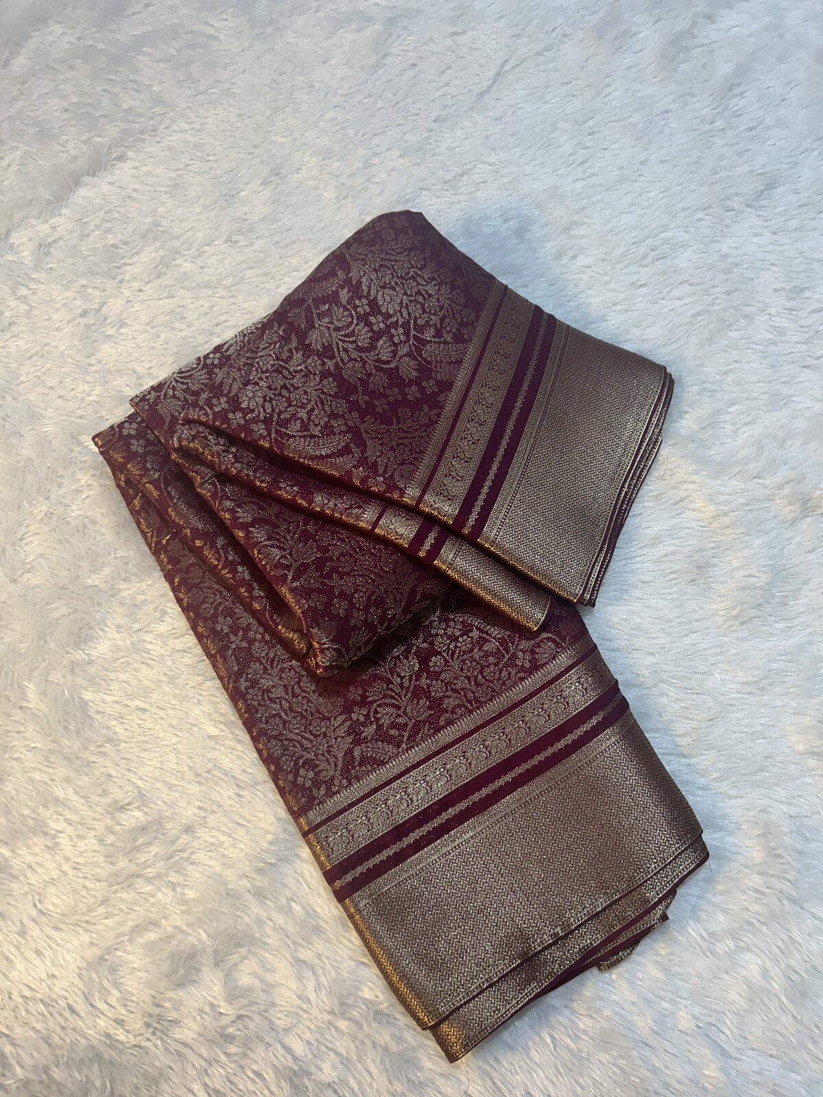 Amrita Weave — Wine Brocade Crepe Silk Saree