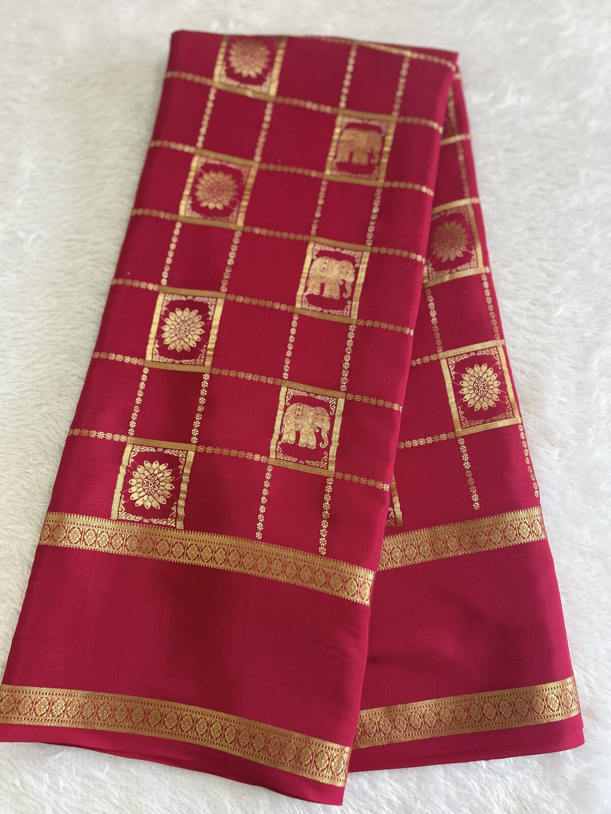 Damini Radiance — Rani Pink Pure Crepe Silk Saree
