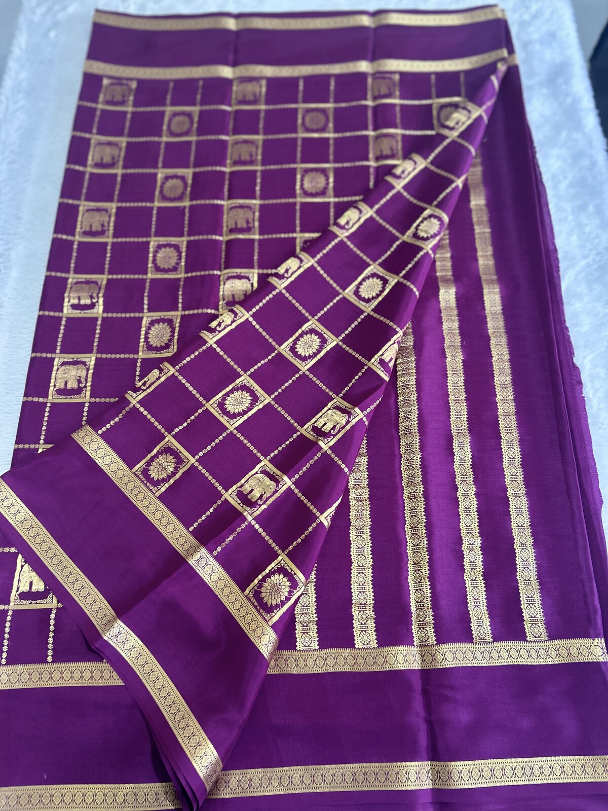 Malini Muse — Purple Pure Crepe Silk Saree
