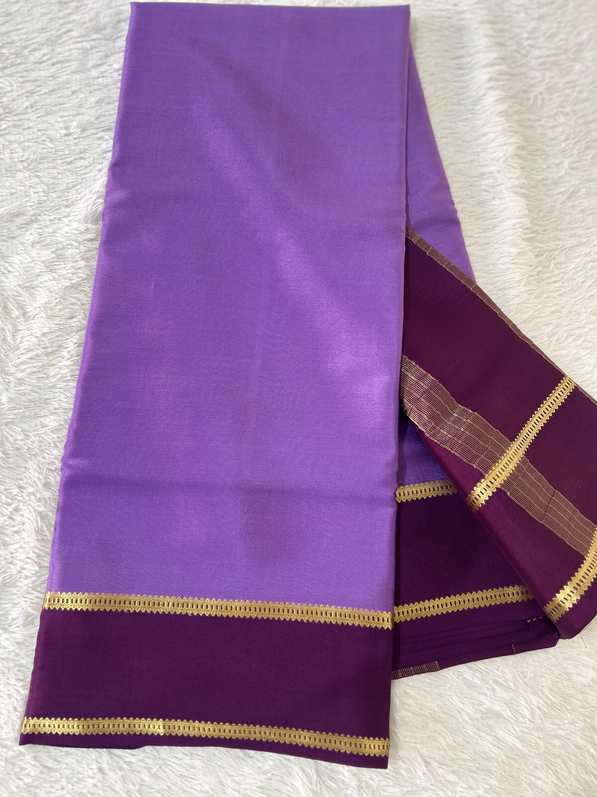 Priya's Whisper — Purple With Dark Purple Pure Crepe Silk Saree