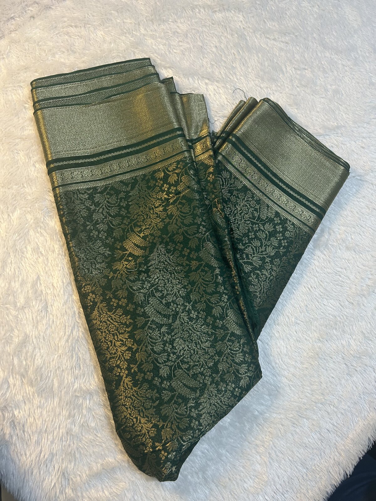 Sitara Glow — Green Brocade Crepe Silk Saree